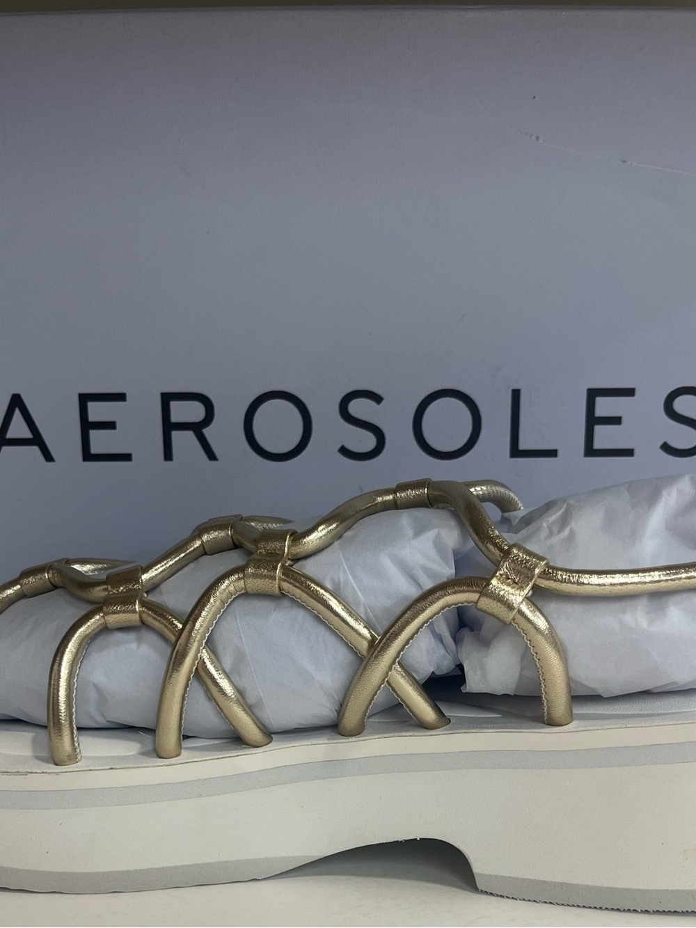AEROSOLES Gold Braided Platform Sandal